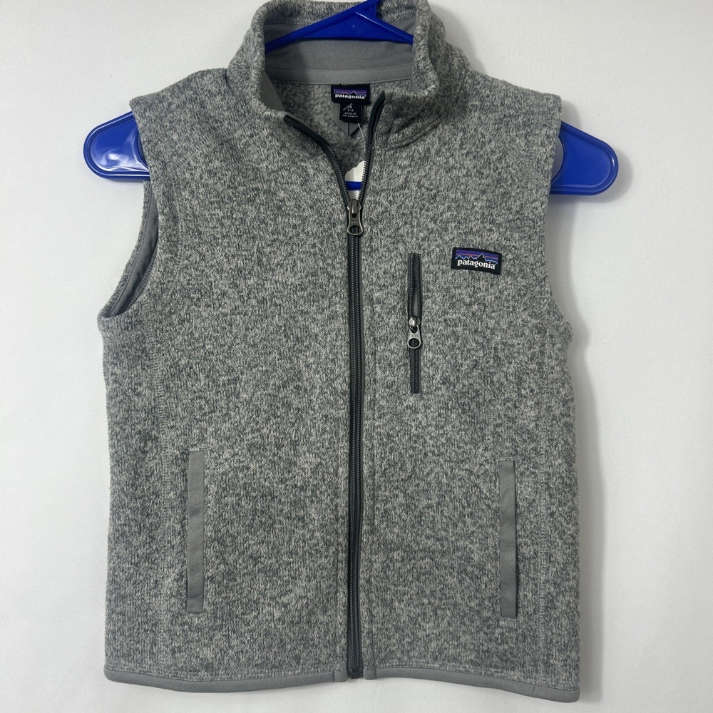 Patagonia Better Sweater Boys Gray Full Zip Vest w/ Pockets Size S (7-8 )